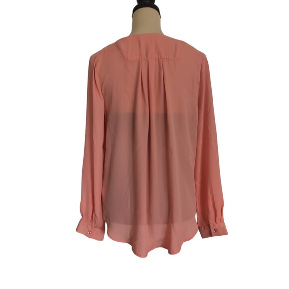 Peach Pink Long Sleeve Blouse Size Large - Picture 2 of 4